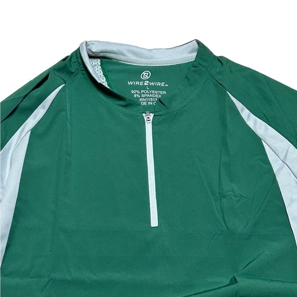 Wire2wire Men's Performance Long Sleeve Baseball Cage Jacket Green/Gray Large - Picture 2 of 4